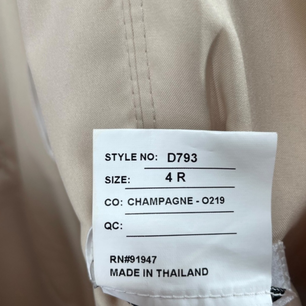 Alfred Sung Champagne Beige Off the Shoulder Bow Back Satin Dress - Picture 7 of 10